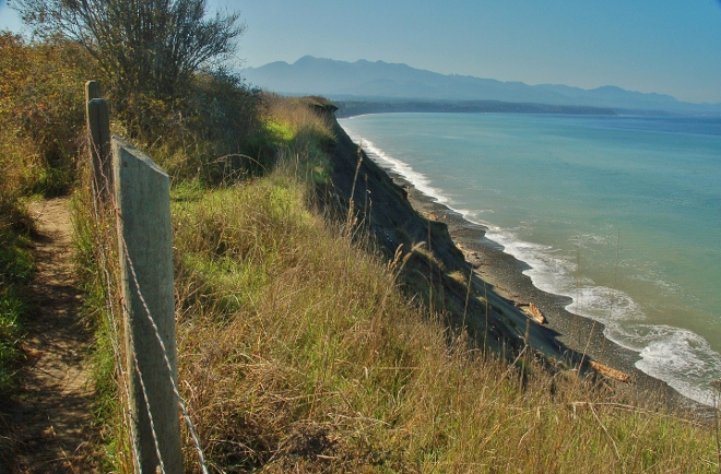 The shore of the Strait of Juan de Fuca from the Dungeness Loop Scenic Byway
